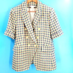 Veronica Beard rainbow herringbone sparkle short sleeve blazer 14